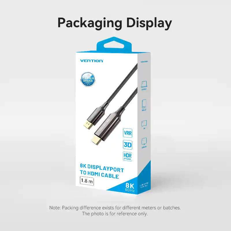 Braided DisplayPort Male to HDMI Male 8K Cable