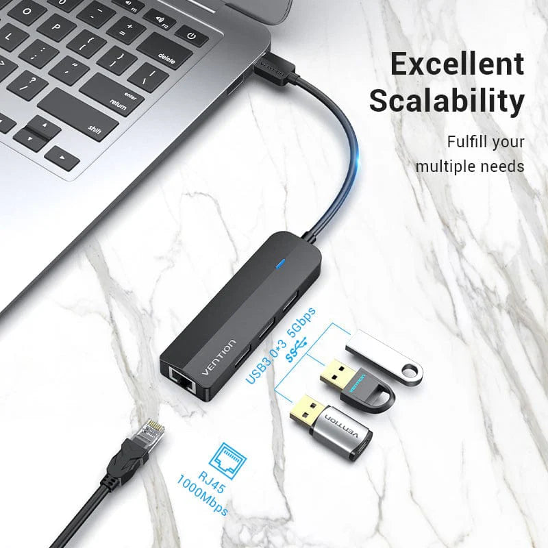 USB-A Hub with Ethernet Adapter