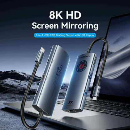 6-in-1 USB-C 8K Docking Station with LED Display