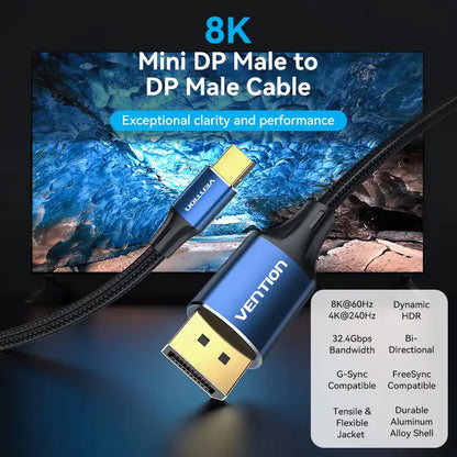 Mini DisplayPort (Thunderbolt) to DisplayPort 8K Cable