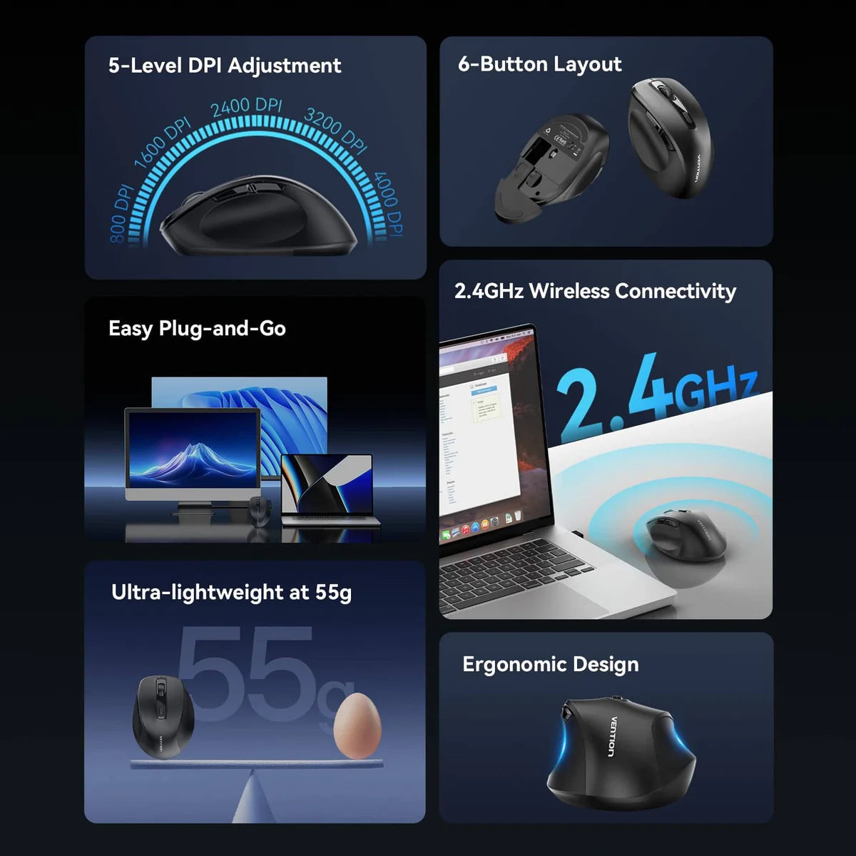 2.4G Wireless Ergonomic Mouse