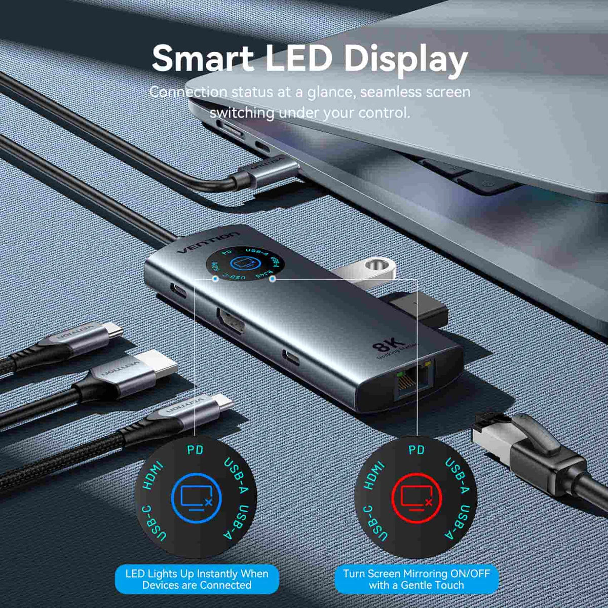 6-in-1 USB-C 8K Docking Station with LED Display