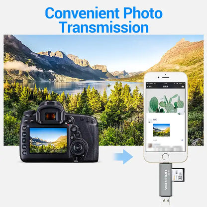 Multi-Interface Card Reader (USB-C, USB-A, Micro-B) for SD & TF Cards