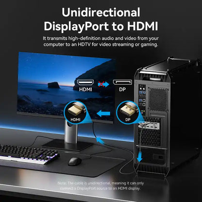Braided DisplayPort Male to HDMI Male 8K Cable