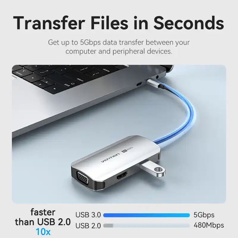 4-in-1 USB-C Docking Station with HDMI, VGA & USB 3.0