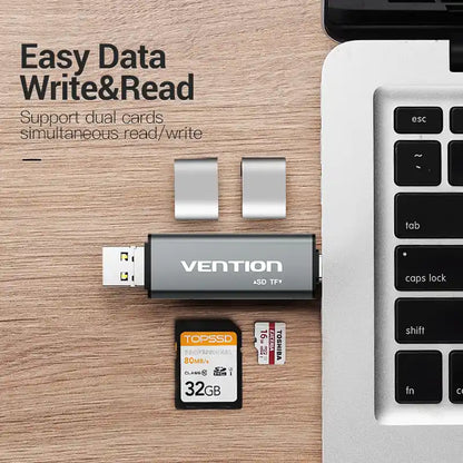 Multi-Interface Card Reader (USB-C, USB-A, Micro-B) for SD & TF Cards