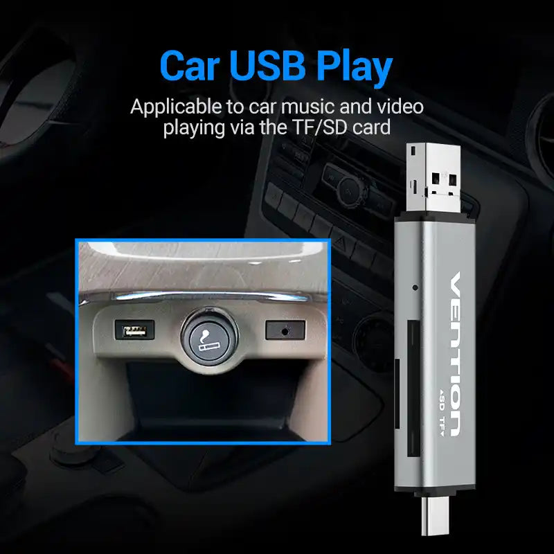 Multi-Interface Card Reader (USB-C, USB-A, Micro-B) for SD & TF Cards
