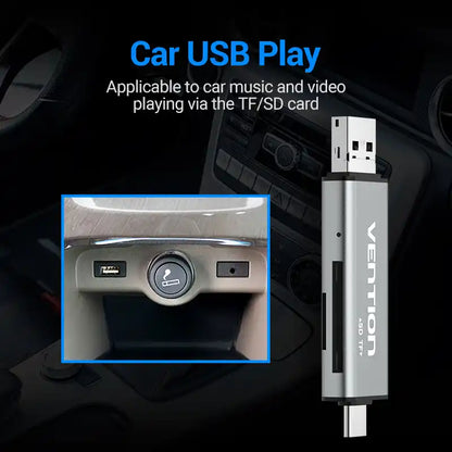 Multi-Interface Card Reader (USB-C, USB-A, Micro-B) for SD & TF Cards
