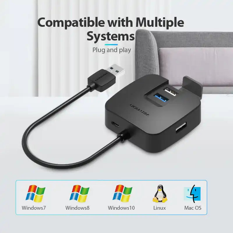 USB-A Hub - 1× USB 3.0 + 3× USB 2.0