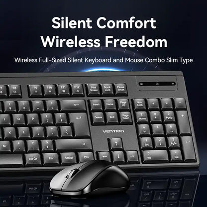 Full-Sized Silent Keyboard and Mouse Combo Black Slim Type
