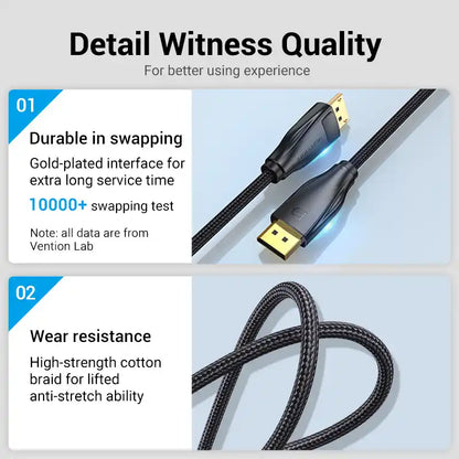 Braided DisplayPort Male to Male 8K Cable