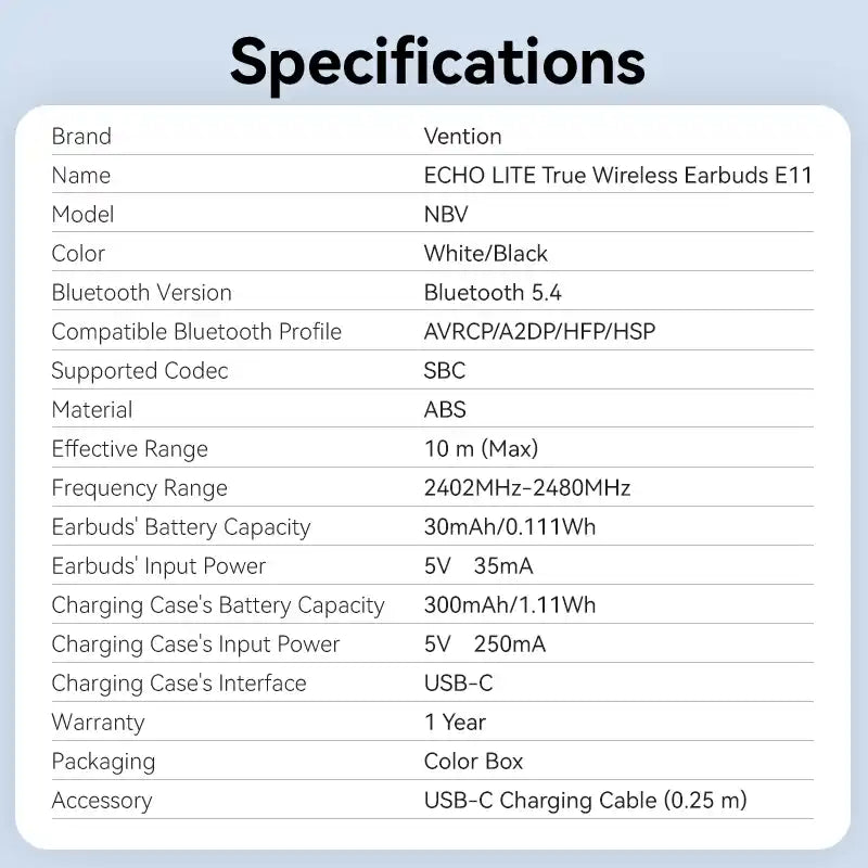 Echo Lite E11 True Wireless Bluetooth Earbuds