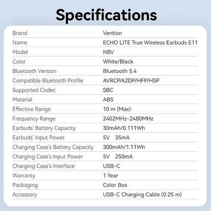 Echo Lite E11 True Wireless Bluetooth Earbuds