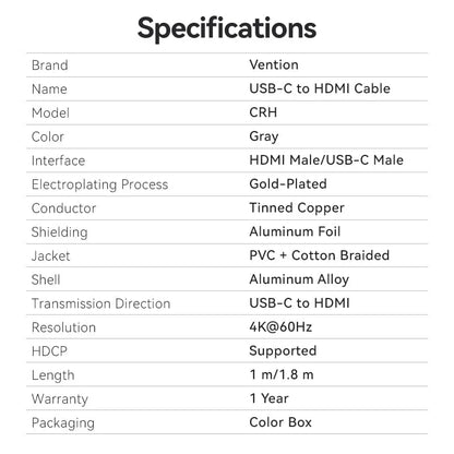 USB-C To HDMI 4K Cable
