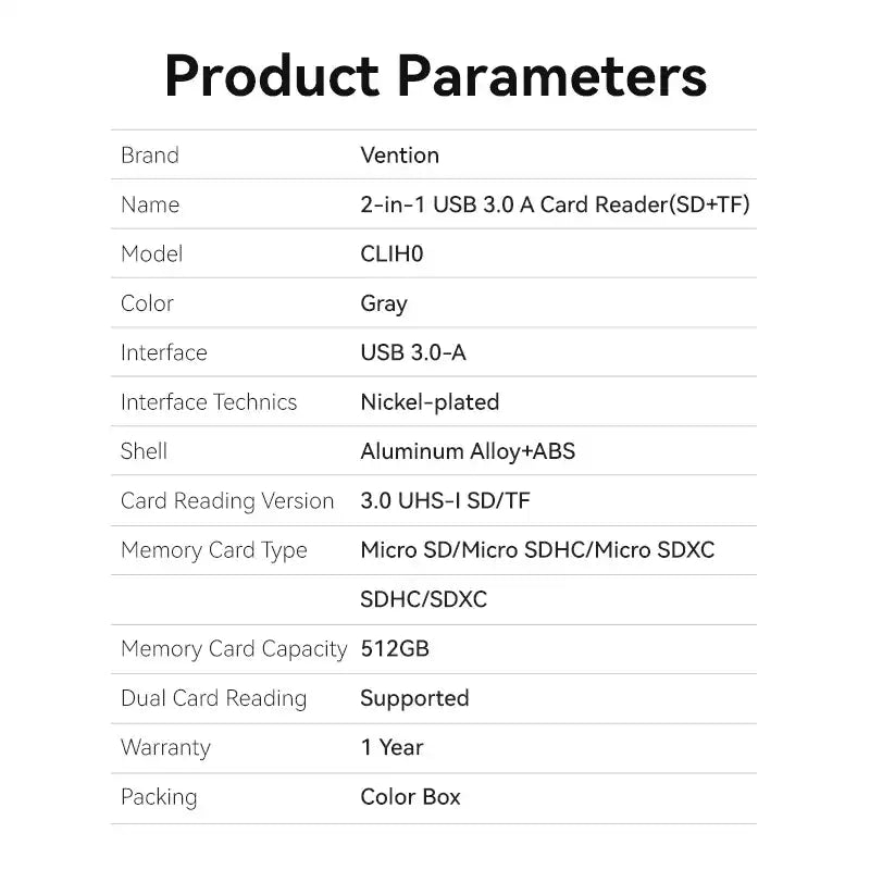 USB 3.0 Type-A Card Reader (SD & TF)