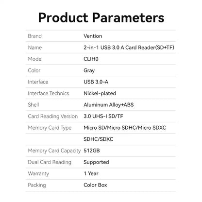 USB 3.0 Type-A Card Reader (SD & TF)