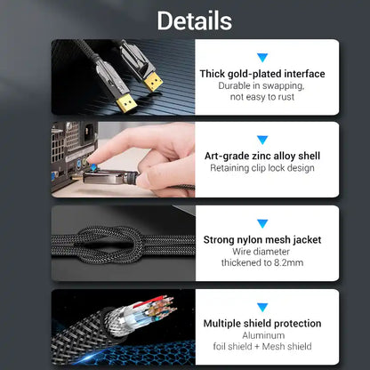 Braided DisplayPort 8K Cable