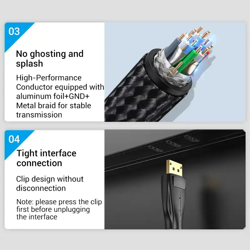 Braided DisplayPort Male to Male 8K Cable