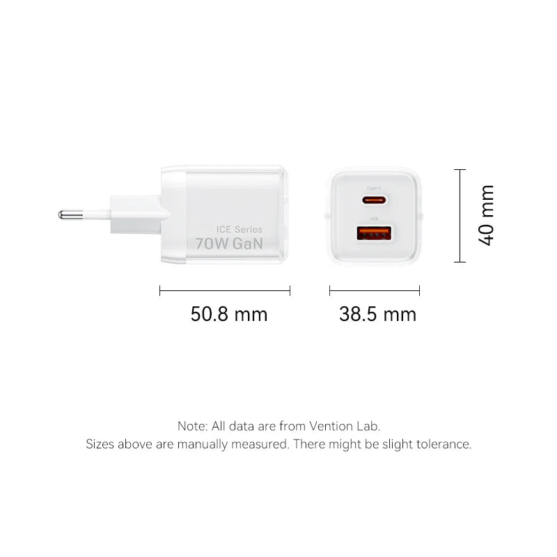 70W GaN Dual-Port Fast Charger