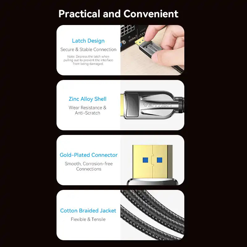 Braided DisplayPort 8K Cable