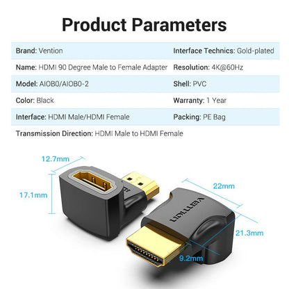 HDMI to Female HDMI 90 Degree Adapter