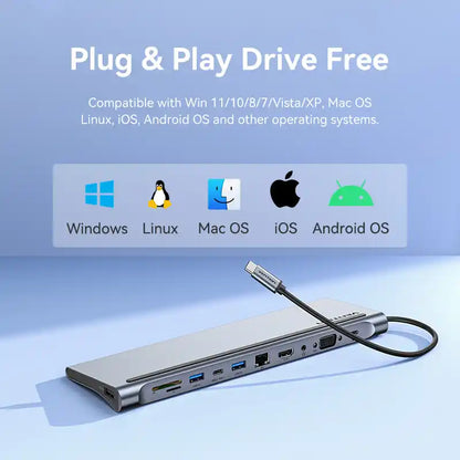 11-in-1 USB-C Docking Station with HDMI & USB 3.0