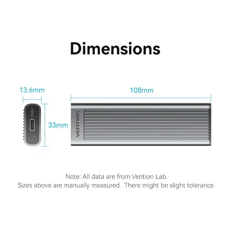 USB 3.2 Gen 2 Type-C M.2 NVMe & SATA SSD Enclosure