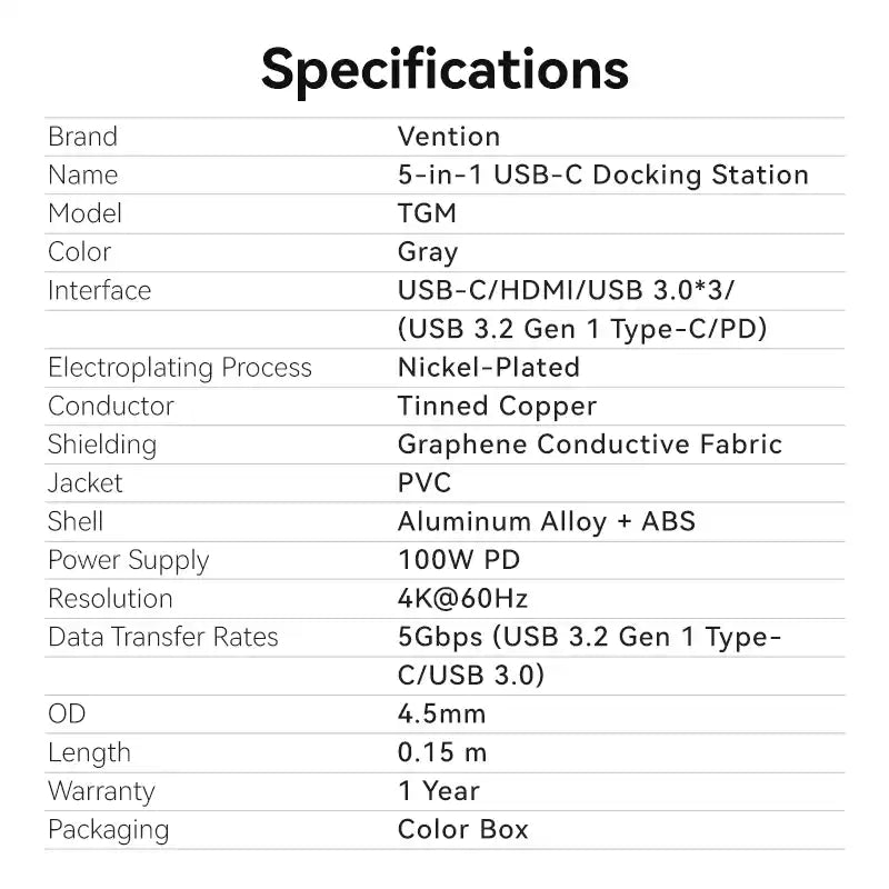 5-in-1 USB-C Docking Station