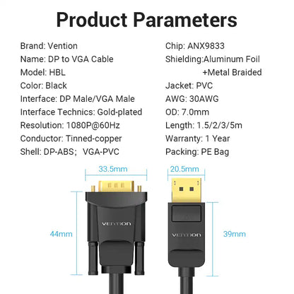 DisplayPort to VGA Cable