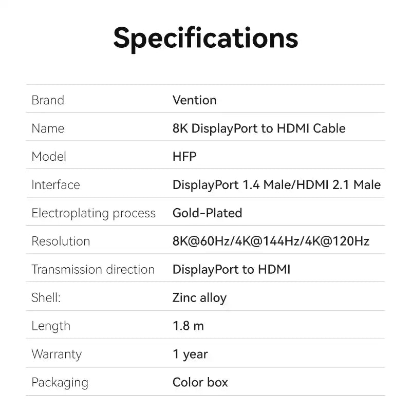 Braided DisplayPort Male to HDMI Male 8K Cable