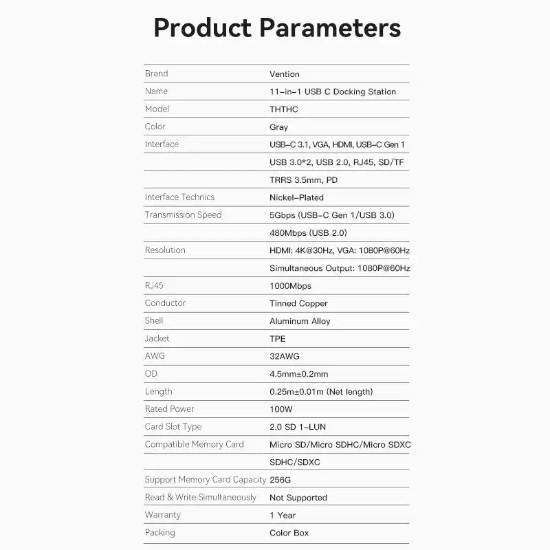 11-in-1 USB-C Docking Station with HDMI & USB 3.0