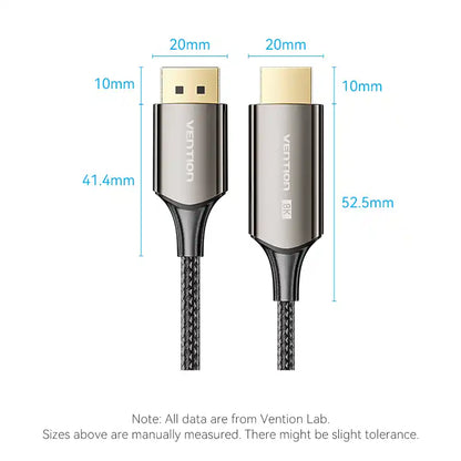 Braided DisplayPort Male to HDMI Male 8K Cable