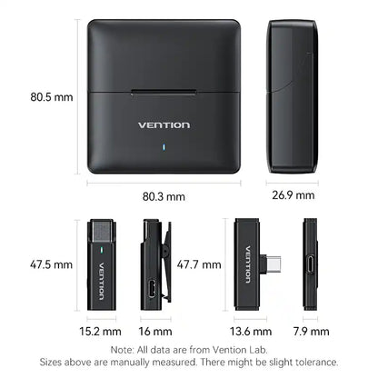 2-Pack USB-C Wireless Lavalier Microphone