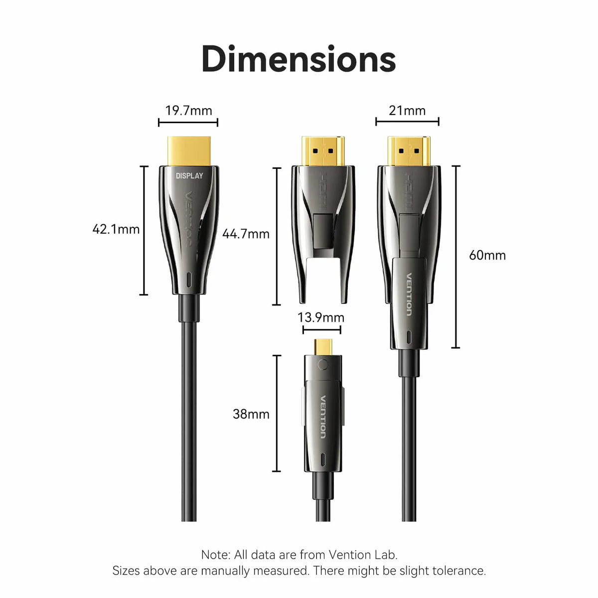 Detachable Optical HDMI-A Male to HDMI-D + HDMI-A Male 4K Cable