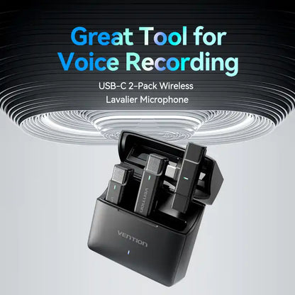 2-Pack USB-C Wireless Lavalier Microphone