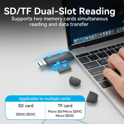 Dual-Interface USB 3.0 Type-A & USB 3.1 Gen 1 Type-C Card Reader (SD & TF)