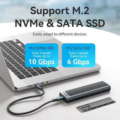 USB 3.2 Gen 2 Type-C M.2 NVMe & SATA SSD Enclosure