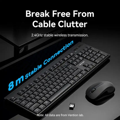 Full-Sized Silent Keyboard and Mouse Combo Black Slim Type