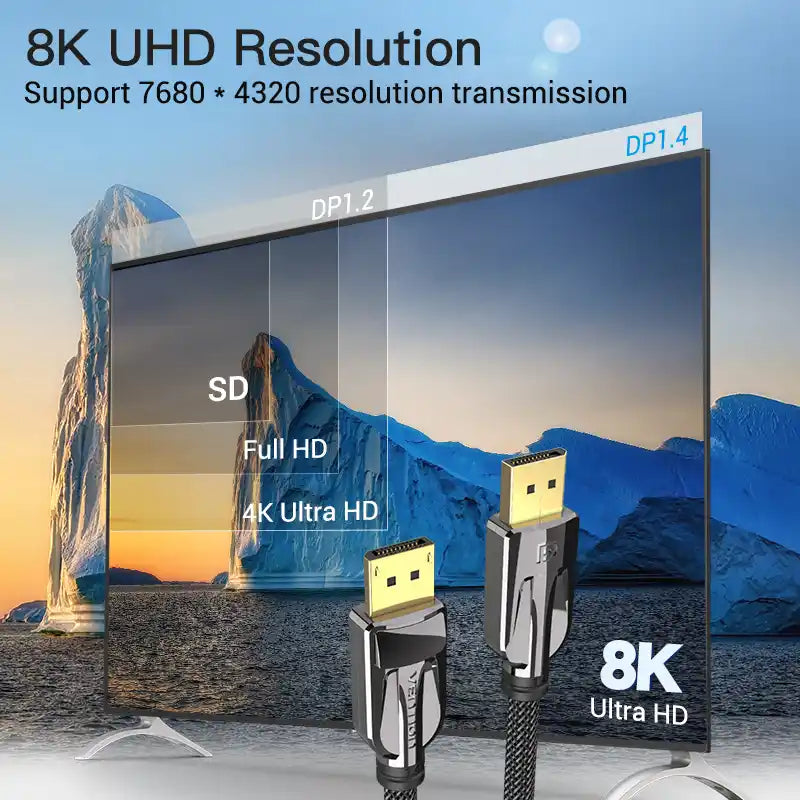Braided DisplayPort 8K Cable