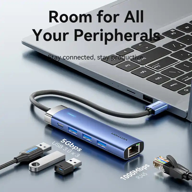USB-A Hub with Ethernet Adapter