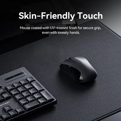 Full-Sized Silent Keyboard and Mouse Combo Black Slim Type