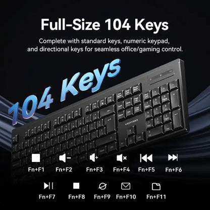 Full-Sized Silent Keyboard and Mouse Combo Black Slim Type