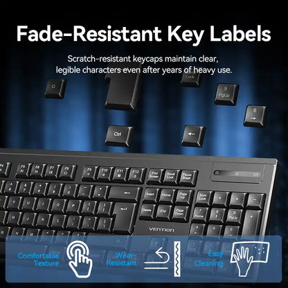 Full-Sized Silent Keyboard and Mouse Combo Black Slim Type