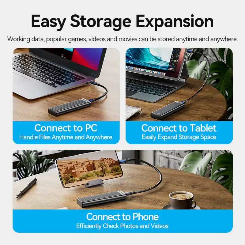 USB 3.2 Gen 2 Type-C M.2 NVMe & SATA SSD Enclosure