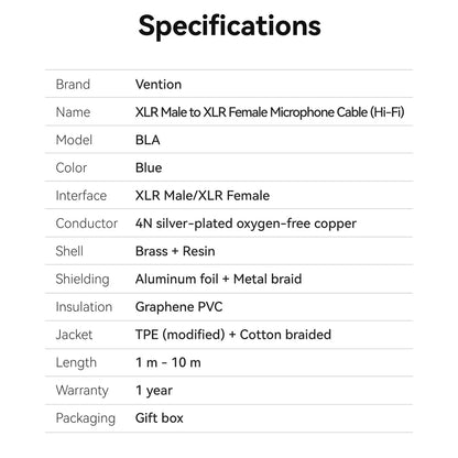 XLR Male to XLR Female Audio Cable