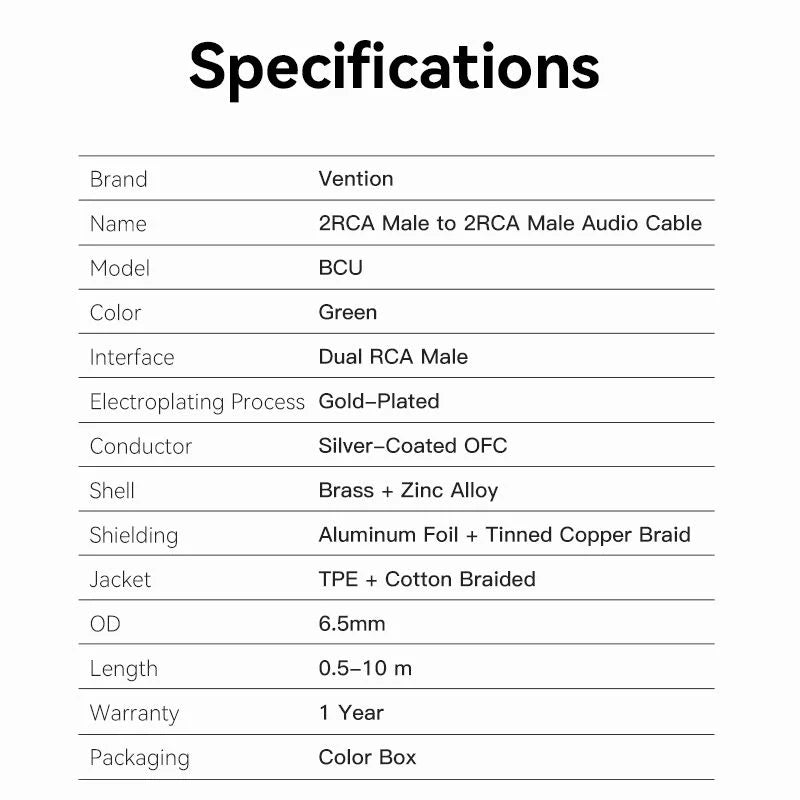 RCA Male Audio Cable
