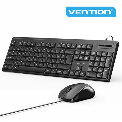 Full-Sized Silent Keyboard and Mouse Combo Black Slim Type