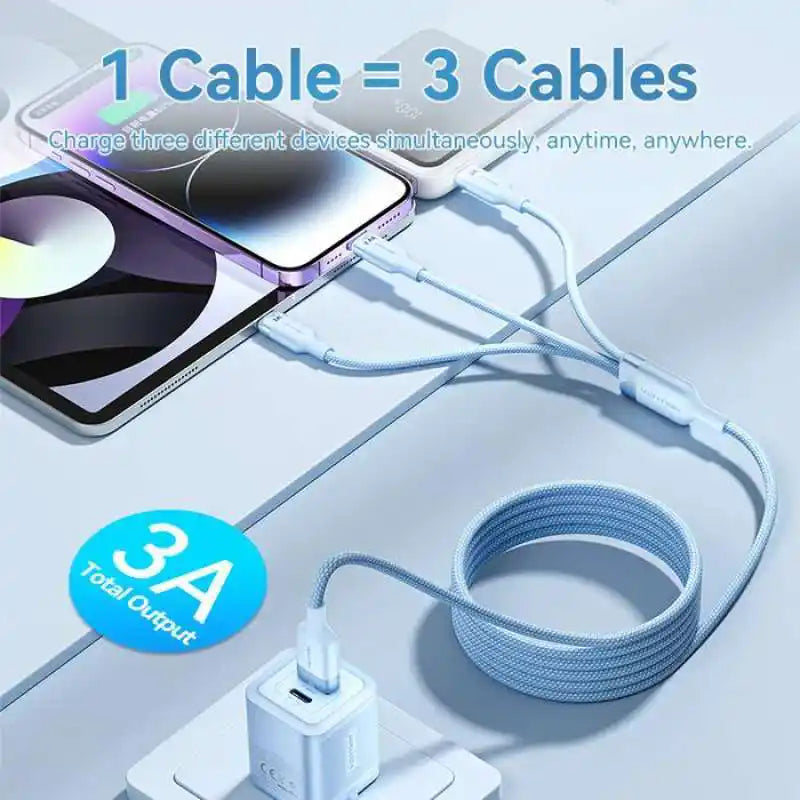 USB-A to 3-Port Cable Charger