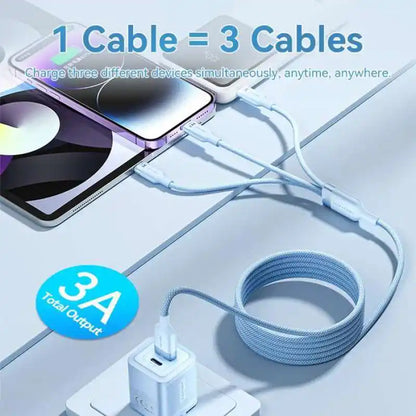 USB-A to 3-Port Cable Charger