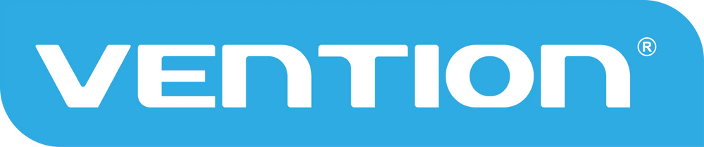 Official Vention logo in white typography with blue background, representing the global tech accessory brand.